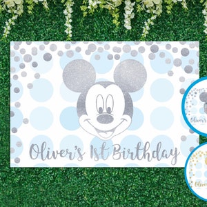FONDO DE MICKEY MOUSE Decoración de fiesta de cumpleaños, calcomanía de vinilo de pared de Mickey Mouse imprimible Decoración de cumpleaños Fondo personalizado