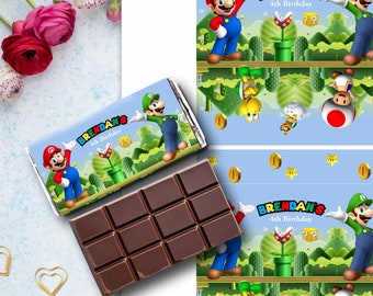 Super Mario Custom Chocolate Wrappers | Birthday Party Favors (Digital Download)