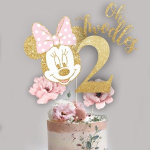 MINNIE MOUSE CAKE Centerpieces Toppers, Minnie Mouse Photo Props, Oh twodles 2nd Birthday Girl Oh Two-dles, Printable instant download