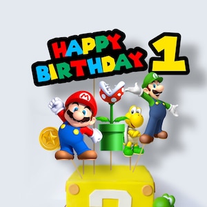 SUPER MARIO Centerpieces Cake Toppers PNG and Jpg Birthday Cake Super Mario Luigi Photo Props, Digital instant download Printable