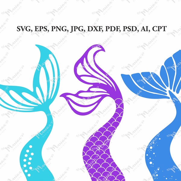 MERMAID SVG Mermaid tail Svg, Clipart Mermaid Birthday Girl Svg, Cute Mermaid Svg, Sea Beach Svg, Cricut Silhouette Cut Files