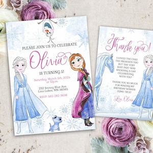 FROZEN Birthday Invitations, Frozen Elsa Princess Birthday Invitation Winter Snow Birthday Printable, Custom digital download invite