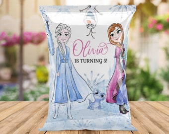 FROZEN Potato Chip Bag, Frozen party packaging, Elsa and Anna Potato Chip Bag wrapper custom printable, Frozen birthday decoration