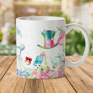 ALICE IN WONDERLAND 11oz Coffee Mug wrapper sublimation print, Alice Ceramic Mug Wrap-around, Tea Mug Wrap, digital download