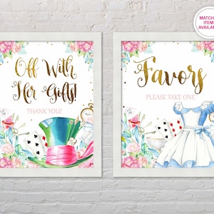 ALICE IN WONDERLAND Party Sign, Alice in Onederland Favor Sign, Birthday Alice Party Wall Poster, Alice party decor, digital download