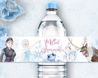Elsa and Anna Water Bottle Label | Frozen Birthday Party Decor (Digital Download)
