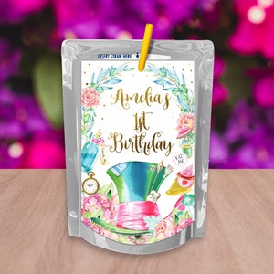 ALICE IN WONDERLAND Capri Sun Label, Alice in Onederland Capri Sun Juice Label Pouch Sticker, Custom printable