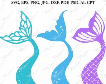 Sjöjungfrusvans SVG | Clipart-klippfiler | Havsjöjungfrufödelsedagsdesign (digital nedladdning)