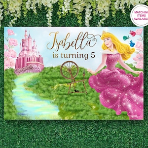 Princess Aurora Birthday Backdrop | Sleeping Beauty Wall Decor | Custom Printable Party Background | Personalized Digital