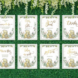 Cartelli per baby shower WINNIE THE POOH, poster per baby shower, cartello da parete per feste, biglietti e regali, bar Mimosa, cartello per bomboniere, i bambini sono dolci