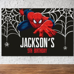 Telones de fondo de fotografía de Spiderman de 8 x 6 pies con temática de  ciudad de superhéroes, fondo de fotos para niños, feliz cumpleaños
