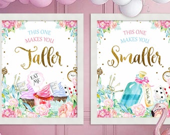 Alice in Wonderland Party Signs | Taller Smaller Decor (Digital Download)