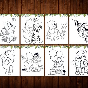 Winnie the Pooh Coloring Pages | Kids Party Game | Baby Shower Activity | Birthday Printable Sheets | Preschool Learning Digital Download