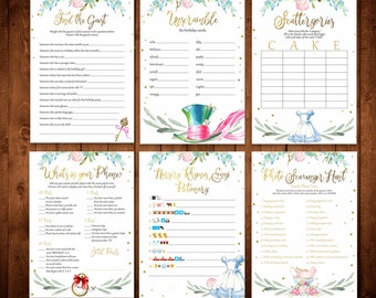 ALICE IN WONDERLAND Birthday Games, Alice Onederland Party Games, Printable digital instant download, Unscramble, Scattergories, Scavenger