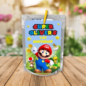SUPER MARIO Capri Sonne Aufkleber, Capri Sonne Beutel Etikett Super Mario Luigi Geburtstagskind Party Dekoration, Individuell bedruckbar