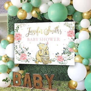 Winnie the Pooh Baby Shower Backdrop | Custom Digital Party Prop & Nursery Wall Decor | Personalized Printable Backdrop Poster