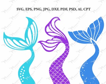 Sjöjungfrusvans SVG-paket, Clipart, havsstrandklippfiler (digital nedladdning)