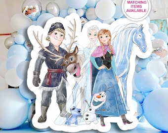 Fondo de cumpleaños de Frozen / Accesorios para fotos de Elsa y Anna (Descarga digital)