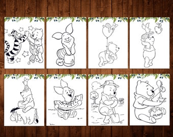 WINNIE THE POOH Coloring Sheets Pages, Birthday Games Winnie the Pooh Party, Ready for print Printable digital instant download