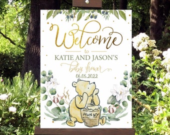 WINNIE THE POOH Baby Shower Welcome Sign Decorations, Custom Welcome Sign Poster Baby Shower, Customizable sign