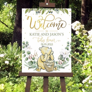 WINNIE THE POOH Baby Shower Welcome Sign Decorations, Custom Welcome Sign Poster Baby Shower, Customizable sign