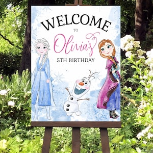 FROZEN Birthday Welcome Sign, Frozen Elsa and Anna welcome Poster, Custom printable digital download