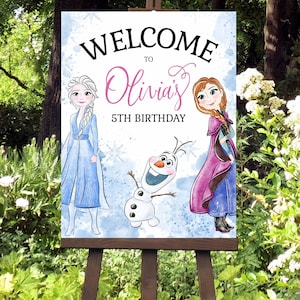 FROZEN Geburtstag Willkommensschild, Gefrorene Elsa und Anna Willkommensplakat, benutzerdefinierte druckbare digitaler Download