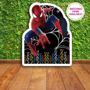 Fondo de decoración grande de SPIDERMAN, recorte para fotografía, decoración para fiesta de cumpleaños de superhéroe, letrero de jardín Flash, descarga instantánea para imprimir