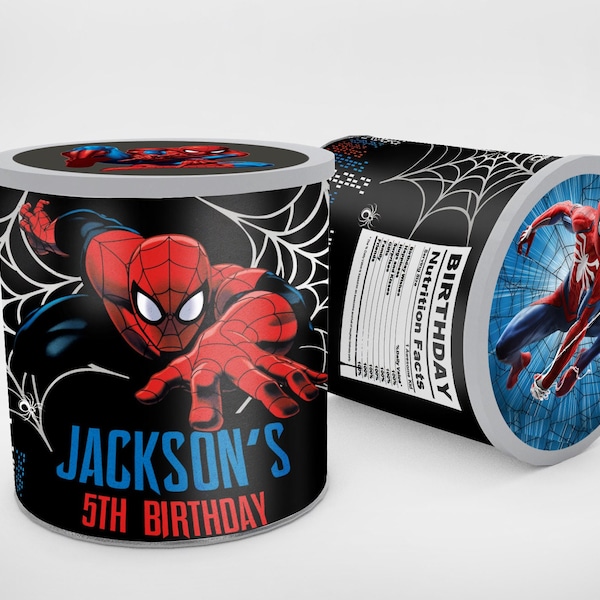 SPIDERMAN PRINGLES Label Wrapper, Spiderman sticker, Spider-man Birthday Boy Party Treat Snack Packaging, Custom Printable Digital