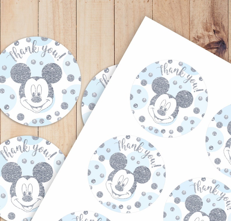 Mickey Mouse Favor Stickers, Birthday Thank You Tags (printable Instant ...