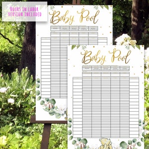 Druckbares WINNIE POOH Baby Shower Baby Pool Poster Spiel Geburtsvorhersagen, Sofortiger Download digital
