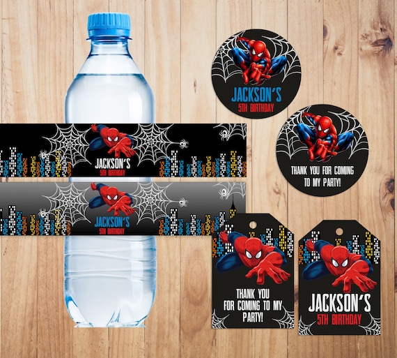 SPIDERMAN Bottle Label Wrapper Favor Tag Circle Sticker - Etsy