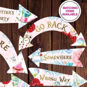 ALICE IN WONDERLAND Arrows Party Signs, Alice in Wonderland Arrows ...