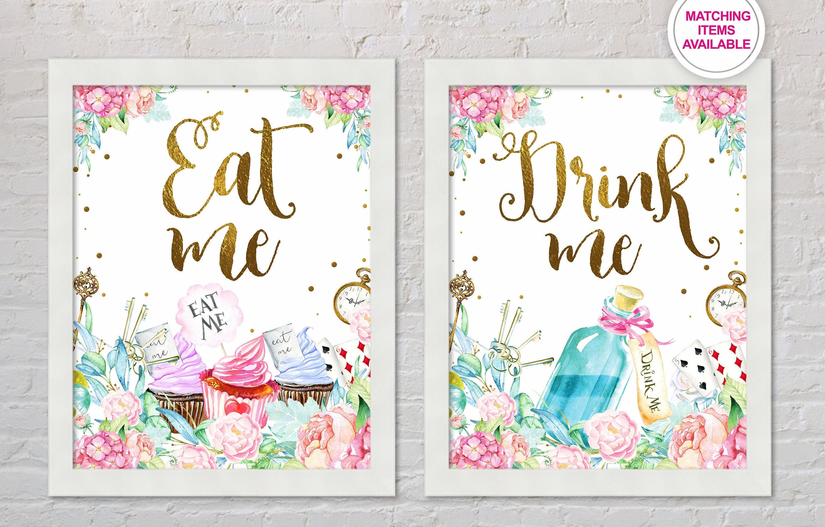  Handra 50pcs Drink Me Tags Alice in Wonderland Drink Me Tags,  Open Me, Take Me, Eat Me, Mad Hatter Tea Party Decorations (Eat Me) :  Health & Household