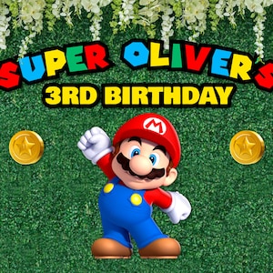 SUPER MARIO Wall Welcome Sign Backdrop Custom, Super Mario Luigi Wall Backdrop Party Wall Sign, Super Mario Decor, Printable digital