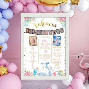ALICE IN WONDERLAND Milestone Poster, Alice Onederland Milestone Sign, Alice Party Decoration, Chalkboard Poster, Printable digital
