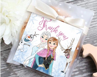 Frozen Thank You Stickers | Elsa and Anna Birthday Party Favors (Digital Download)