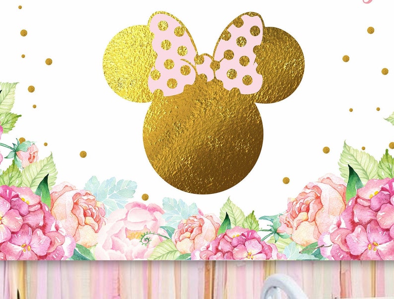Minnie Mouse Wall Backdrop Printable Vinyl Minnie Mouse Wall Etsy