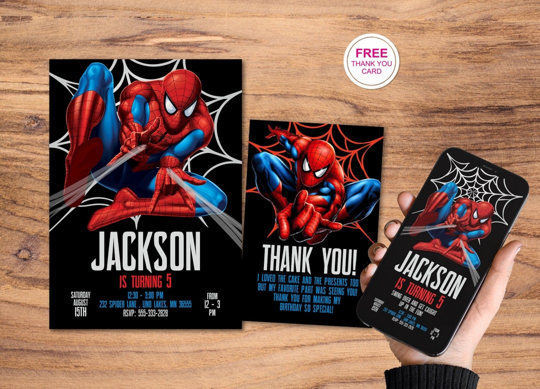 SPIDERMAN Birthday Invitation Digital, Spiderman Birthday Decoration
