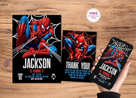 SPIDERMAN Invito di compleanno digitale, Decorazione di compleanno di  Spiderman, Spider-Man Invite Evite Stampa digitale personalizzata,  Stampabile personalizzato -  Italia