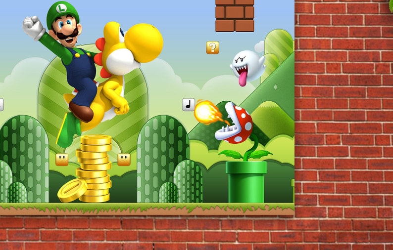 SUPER MARIO Wall Backdrop 1st Birthday Party Boy Mario Bros Etsy