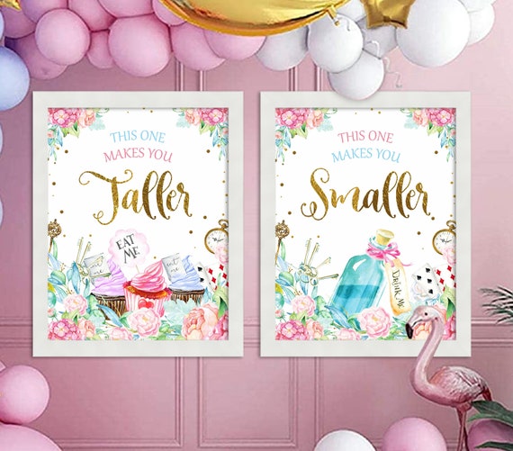 This One Makes You Taller Sign Alice in Wonderland Party Decor