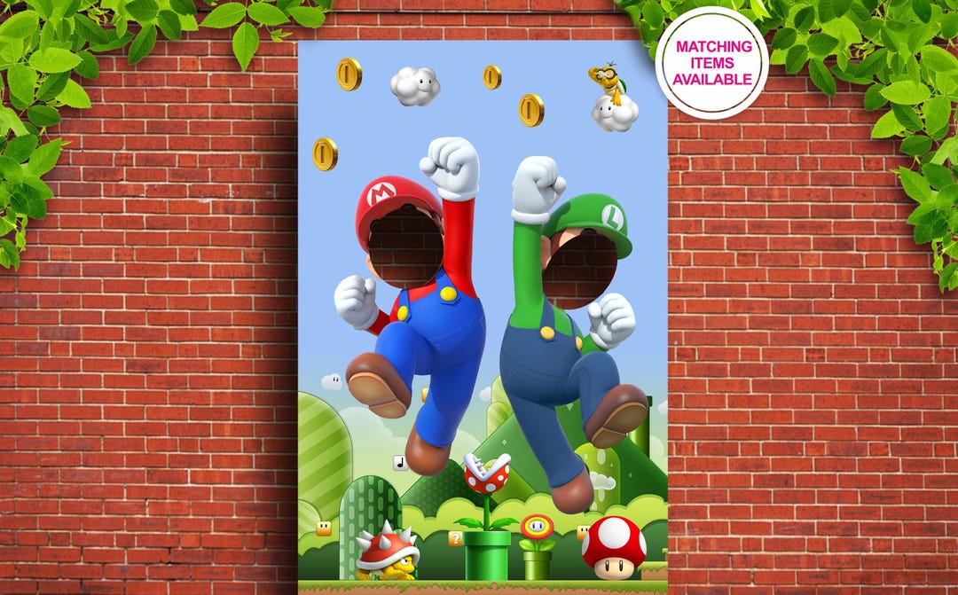 SUPER MARIO Photo Prop Backdrop Face in Hole Sign, Birthday Party Decoration DIY Printable Digital Download - Etsy UK