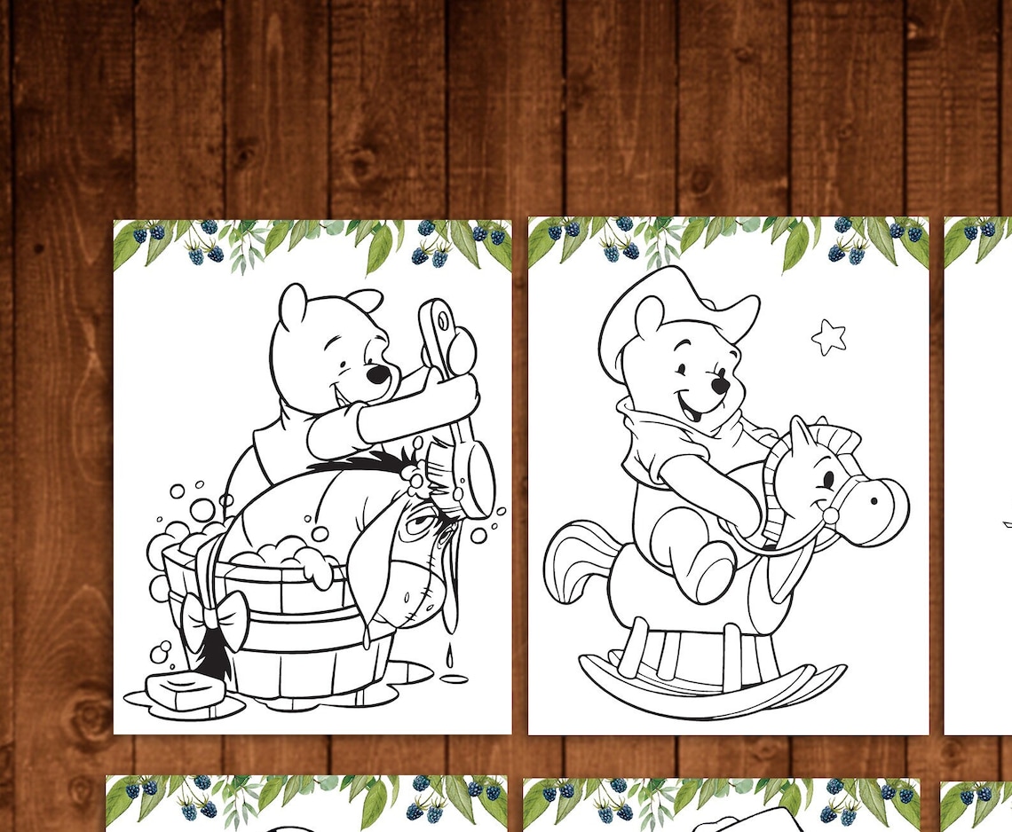 Coloring Sheets WINNIE THE POOH Pages Birthday Games Winnie | Etsy