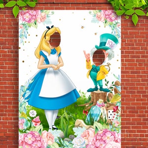 EDITABLE Alice in Wonderland Welcome Sign, Mad Hatter Onederland