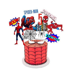 SPIDERMAN SVG CUMPLEAÑOS Pastel Centros de Mesa Toppers, Spiderman Photo Props Spider-man, Descarga instantánea digital Imprimible, Archivos Svg Pdf Png imagen 2