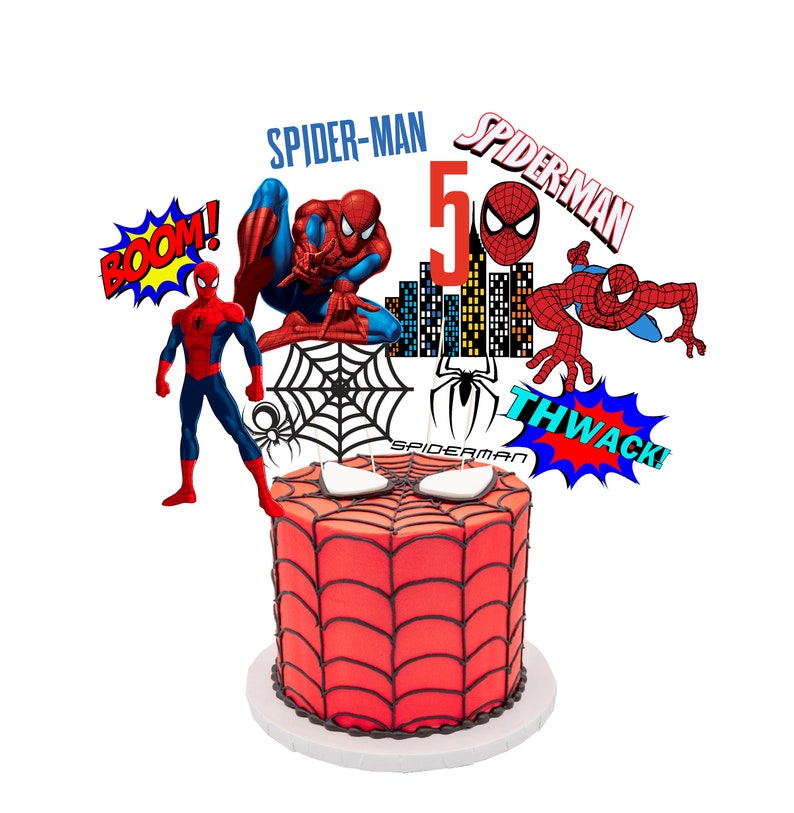 SPIDERMAN SVG CUMPLEAÑOS Pastel Centros de Mesa Toppers, Spiderman Photo Props Spider-man, Descarga instantánea digital Imprimible, Archivos Svg Pdf Png imagen 2