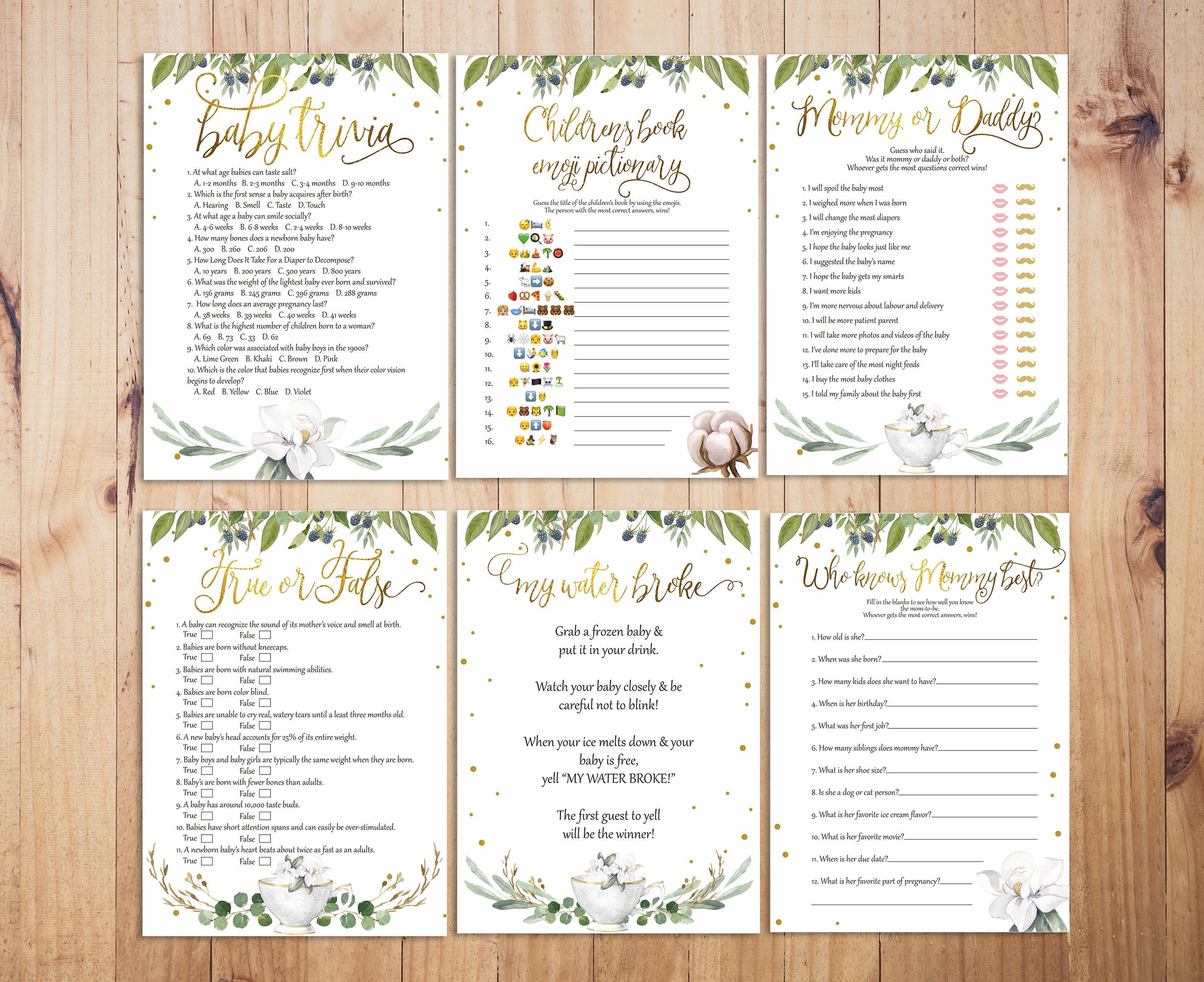 Gender Neutral Baby Shower Games Bundle | 6 Printable Games | Instant ...