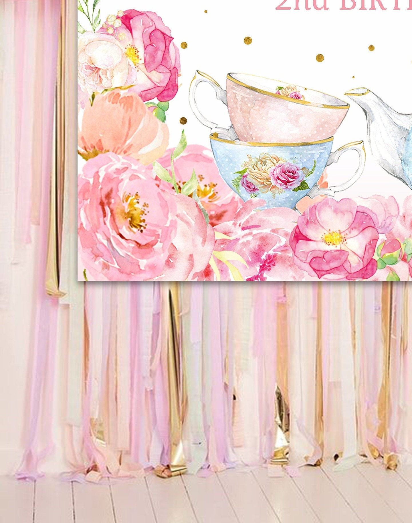 Tea Wall Backdrop Tea Party wall decal Vinyl Tea for Two Etsy