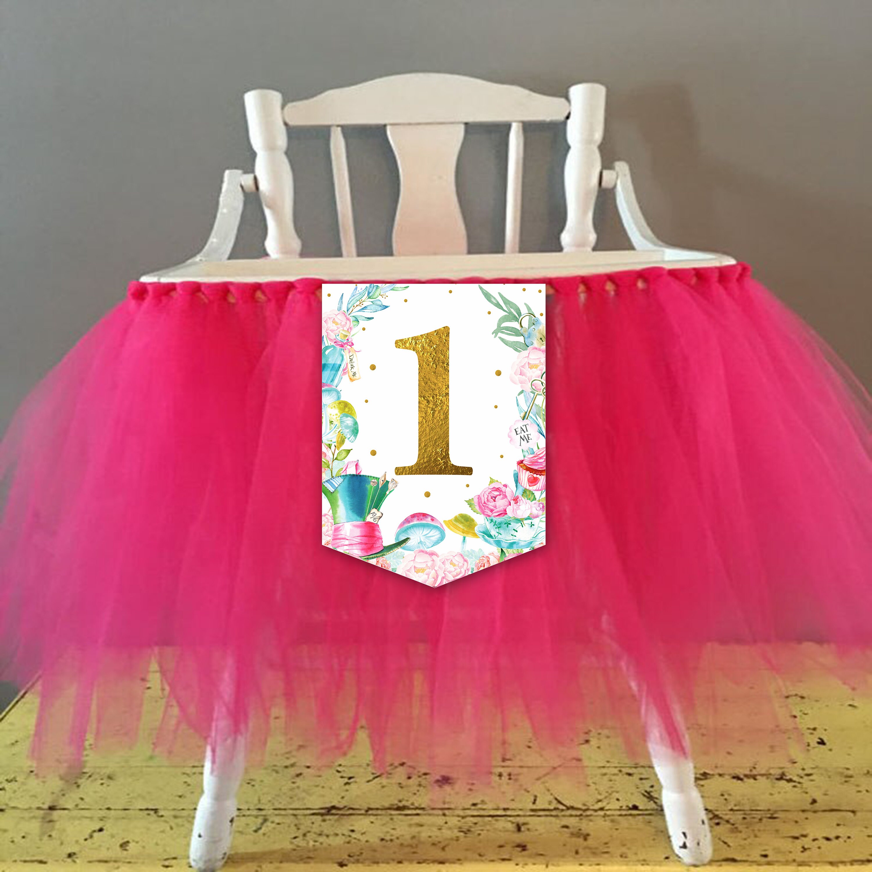 ALICE IN WONDERLAND High Chair Banner One High Chair 1 Banner Etsy